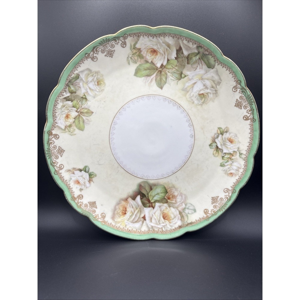 Antique 11.5" Imperial Crown China Austria Rose Charger Plate Peter H Leonard